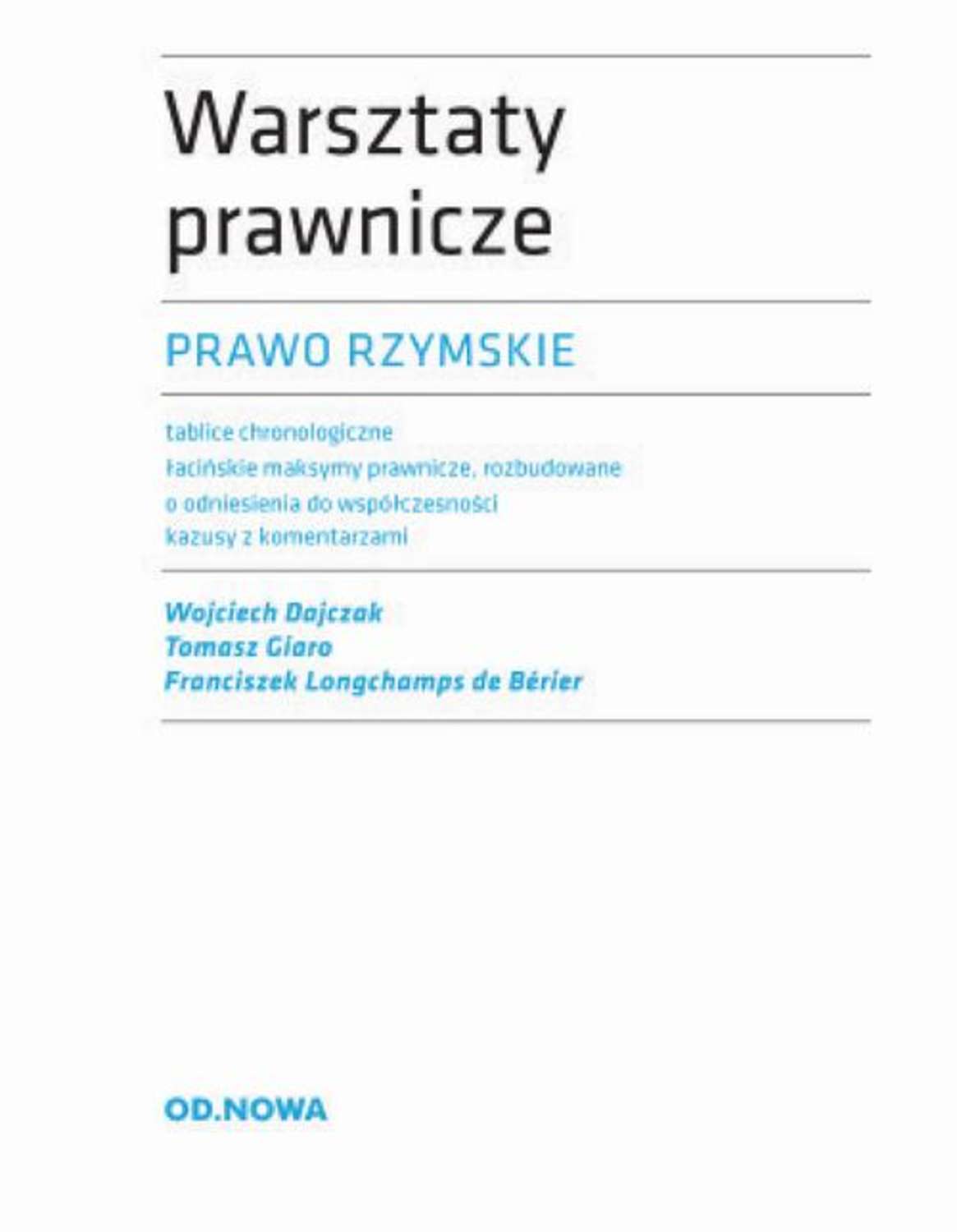 Prawo Rzymskie Warsztaty prawnicze