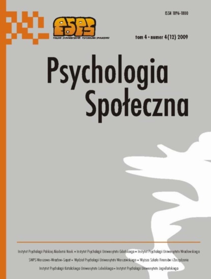 

Psychologia Społeczna nr 4(12)/2009