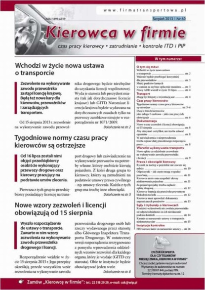 

Kierowca w firmie sierpień 2013 nr 60