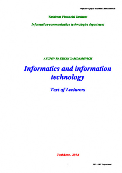 Informatics and information technology  text of lectures